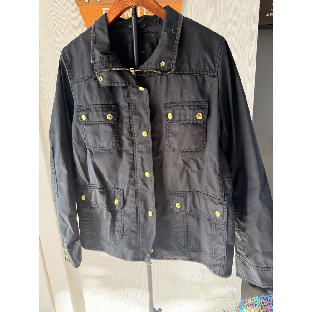 J Crew The Downtown Field Jacket Waxed Utility Mossy Olive Brown Size XL